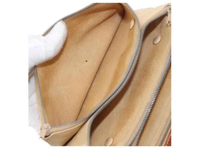 Céline Borsa a Spalla in Tela Macadam CELINE PVC Beige Oro Auth 159576 D'oro - vista 19