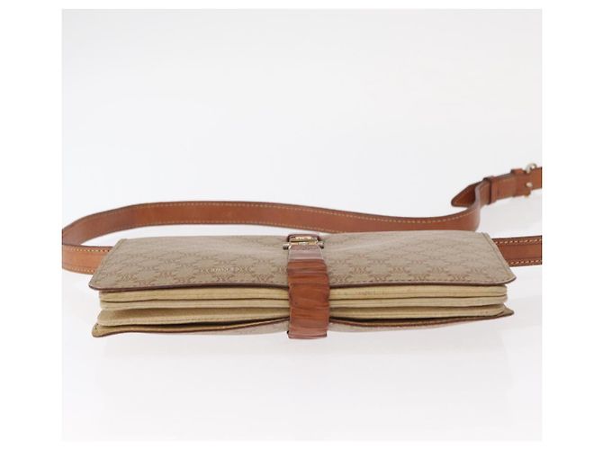 Céline Borsa a Spalla in Tela Macadam CELINE PVC Beige Oro Auth 159576 D'oro - vista 5