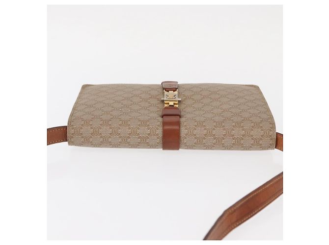 Céline Borsa a Spalla in Tela Macadam CELINE PVC Beige Oro Auth 159576 D'oro - vista 6
