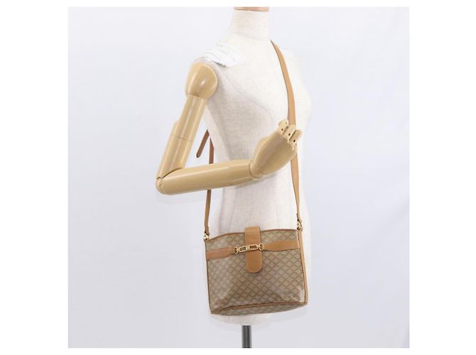 Céline Borsa a Spalla in Tela Macadam CELINE PVC Beige Oro Auth 161796 D'oro - vista 25