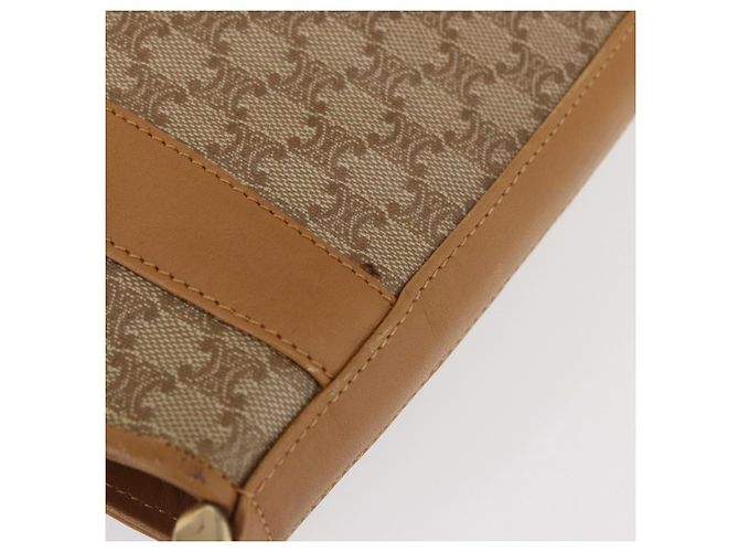 Céline Borsa a Spalla in Tela Macadam CELINE PVC Beige Oro Auth 161796 D'oro - vista 5