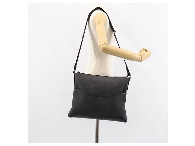 GUCCI GG Canvas Schultertasche Schwarz Silber 374411 Auth 160564 - Ansicht 22