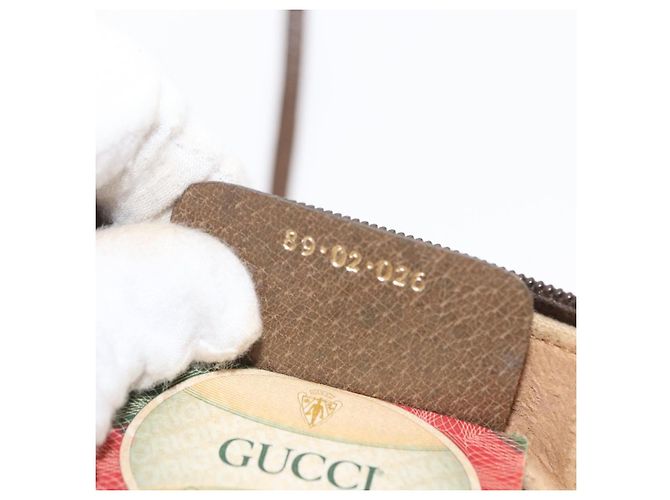 Borsa a Spalla Gucci GG Supreme Web Sherry Line PVC Beige 89 02 026 Auth 161386 - vista 12