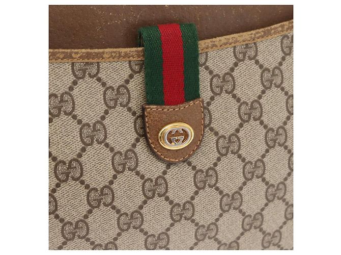 Borsa a Spalla Gucci GG Supreme Web Sherry Line PVC Beige 89 02 026 Auth 161386 - vista 19