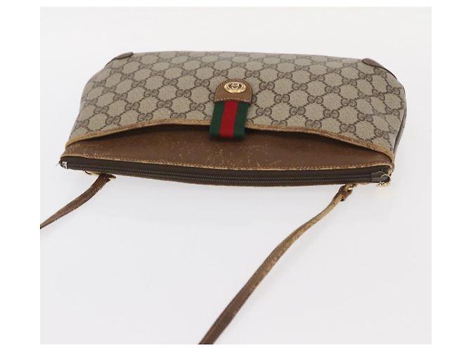 Borsa a Spalla Gucci GG Supreme Web Sherry Line PVC Beige 89 02 026 Auth 161386 - vista 6