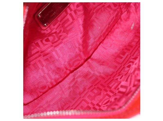 Borsa a Mano Gancini Salvatore Ferragamo Smalto Rosso Argento Auth 161440 - vista 11