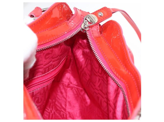 Borsa a Mano Gancini Salvatore Ferragamo Smalto Rosso Argento Auth 161440 - vista 20