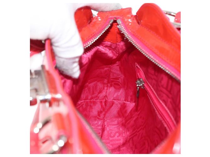 Borsa a Mano Gancini Salvatore Ferragamo Smalto Rosso Argento Auth 161440 - vista 21