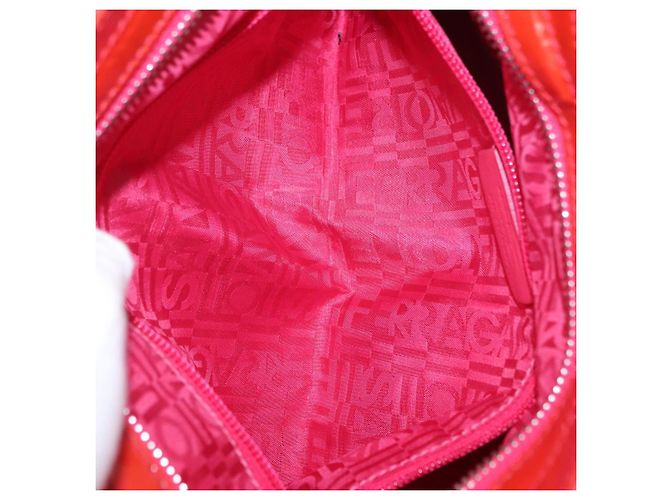 Borsa a Mano Gancini Salvatore Ferragamo Smalto Rosso Argento Auth 161440 - vista 23