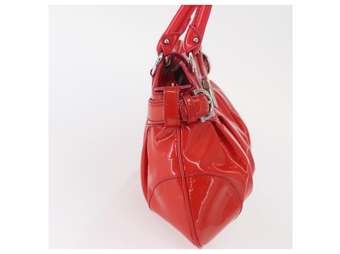 Borsa a Mano Gancini Salvatore Ferragamo Smalto Rosso Argento Auth 161440 - vista 4