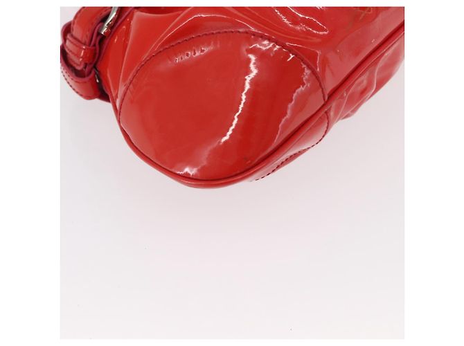Borsa a Mano Gancini Salvatore Ferragamo Smalto Rosso Argento Auth 161440 - vista 9