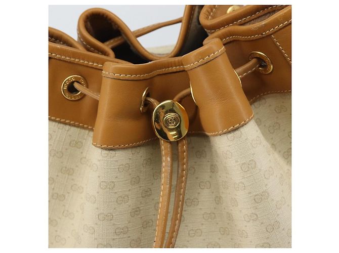 Gucci Borsa a Spalla Micro GG Supreme PVC Beige Oro 001 115 0933 Auth 161767 D'oro - vista 10