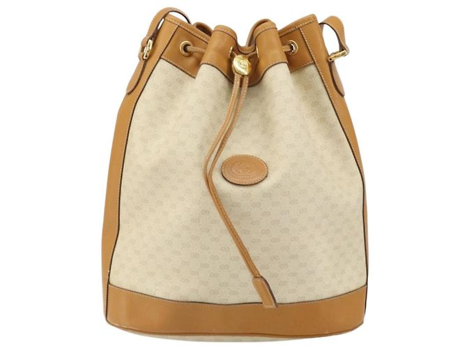 Gucci Borsa a Spalla Micro GG Supreme PVC Beige Oro 001 115 0933 Auth 161767 D'oro - vista 13