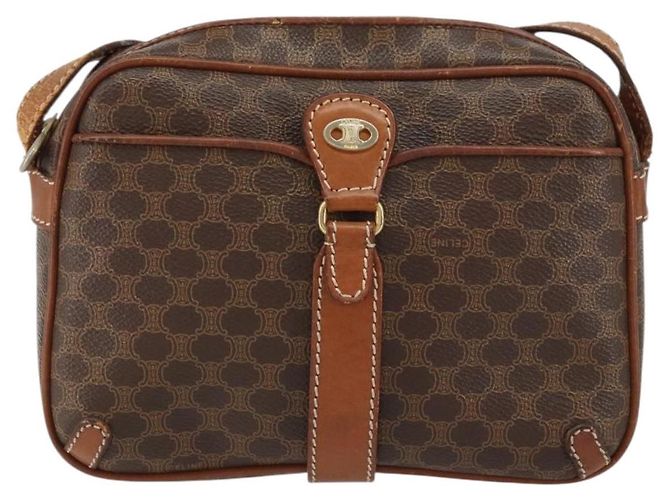 Céline Borsa a Spalla in Tela Macadam CELINE in Pelle PVC Marrone Oro Auth 161002 D'oro - vista 13