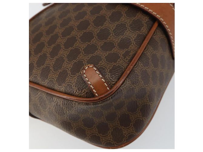 Céline Borsa a Spalla in Tela Macadam CELINE in Pelle PVC Marrone Oro Auth 161002 D'oro - vista 15