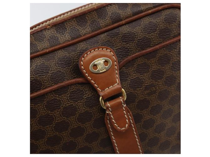 Céline Borsa a Spalla in Tela Macadam CELINE in Pelle PVC Marrone Oro Auth 161002 D'oro - vista 18