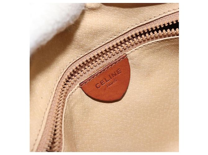 Céline Borsa a Spalla in Tela Macadam CELINE in Pelle PVC Marrone Oro Auth 161002 D'oro - vista 19