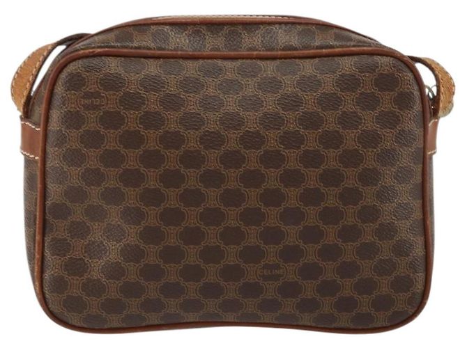 Céline Borsa a Spalla in Tela Macadam CELINE in Pelle PVC Marrone Oro Auth 161002 D'oro - vista 2