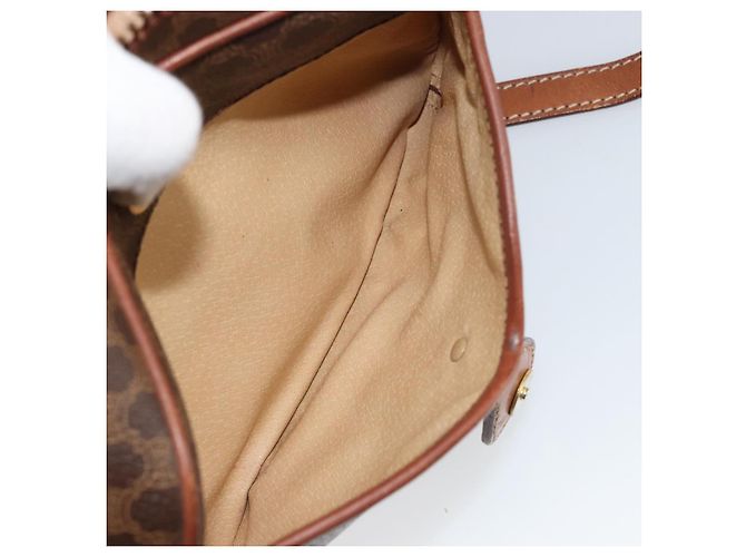 Céline Borsa a Spalla in Tela Macadam CELINE in Pelle PVC Marrone Oro Auth 161002 D'oro - vista 22