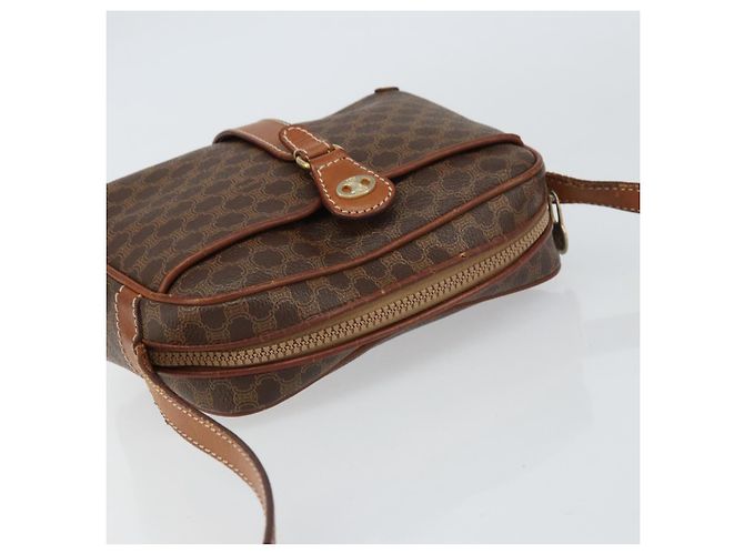 Céline Borsa a Spalla in Tela Macadam CELINE in Pelle PVC Marrone Oro Auth 161002 D'oro - vista 6