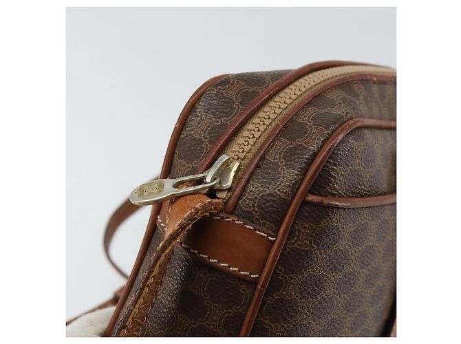 Céline Borsa a Spalla in Tela Macadam CELINE in Pelle PVC Marrone Oro Auth 161002 D'oro - vista 9