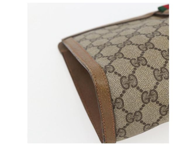 GUCCI GG Supreme Web Sherry Line Clutch Bag PVC Beige 89 01 033 Auth 162952 - vista 14