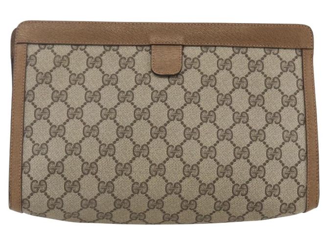 GUCCI GG Supreme Web Sherry Line Clutch Bag PVC Beige 89 01 033 Auth 162952 - vista 2