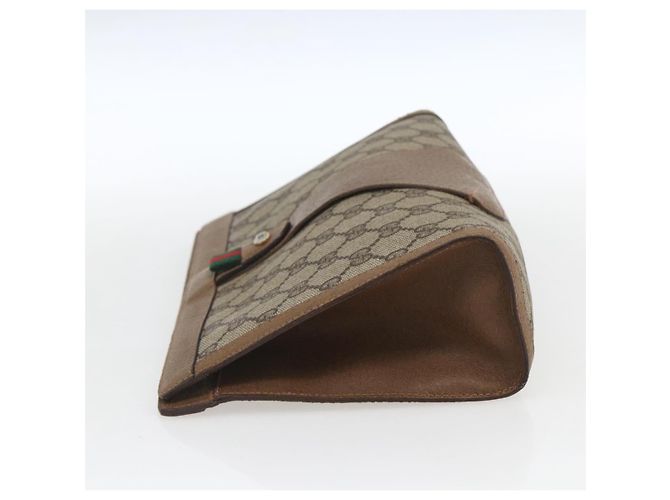 GUCCI GG Supreme Web Sherry Line Clutch Bag PVC Beige 89 01 033 Auth 162952 - vista 3