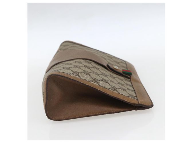 GUCCI GG Supreme Web Sherry Line Clutch Bag PVC Beige 89 01 033 Auth 162952 - vista 4