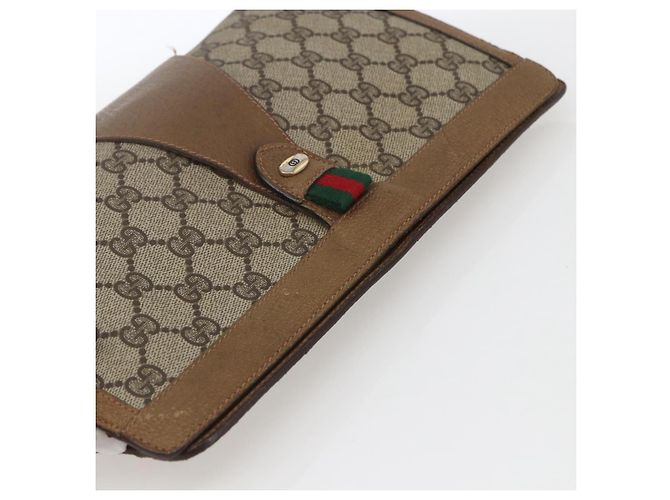 GUCCI GG Supreme Web Sherry Line Clutch Bag PVC Beige 89 01 033 Auth 162952 - vista 5