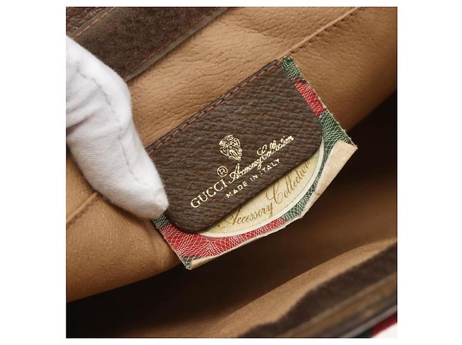 GUCCI GG Supreme Web Sherry Line Clutch Bag PVC Beige 89 01 033 Auth 162952 - vista 9