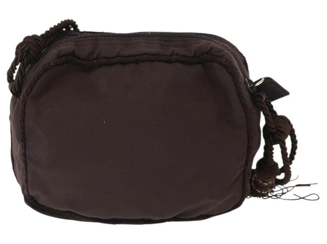 Borsa a Spalla PRADA Nylon Marrone Oro Auth gh1558 D'oro - vista 2