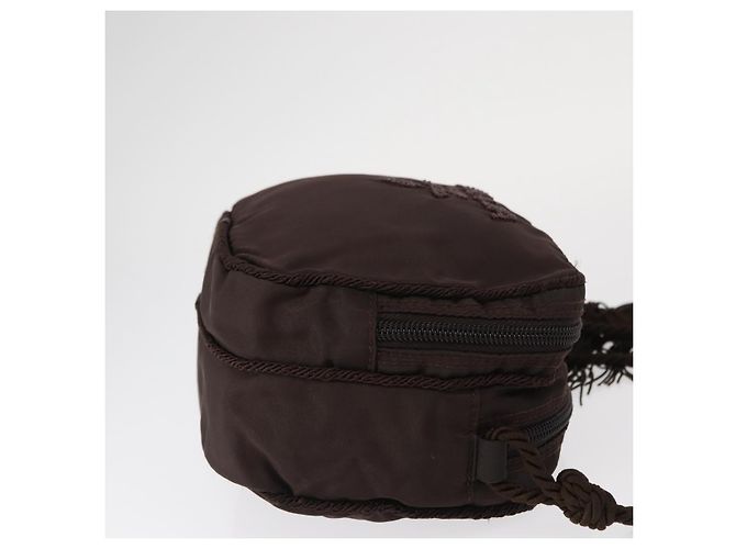 Borsa a Spalla PRADA Nylon Marrone Oro Auth gh1558 D'oro - vista 3