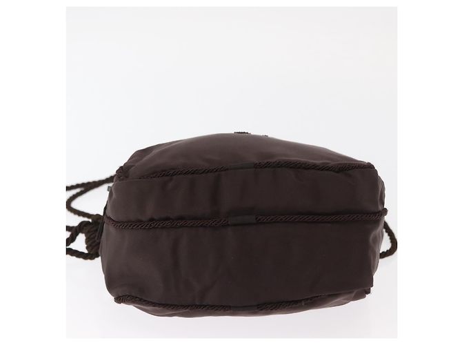Borsa a Spalla PRADA Nylon Marrone Oro Auth gh1558 D'oro - vista 5