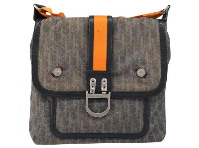 Bolsa de Ombro em Lona Trotter Christian Dior Azul Marinho Prata Auth gh1474 - vista 13
