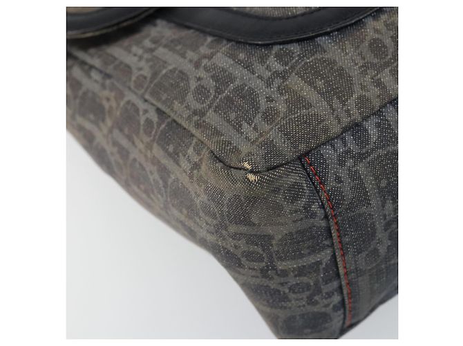 Bolsa de Ombro em Lona Trotter Christian Dior Azul Marinho Prata Auth gh1474 - vista 14