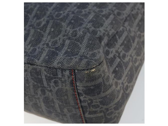 Bolsa de Ombro em Lona Trotter Christian Dior Azul Marinho Prata Auth gh1474 - vista 15