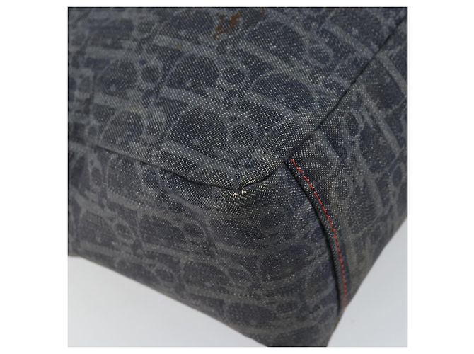 Bolsa de Ombro em Lona Trotter Christian Dior Azul Marinho Prata Auth gh1474 - vista 16