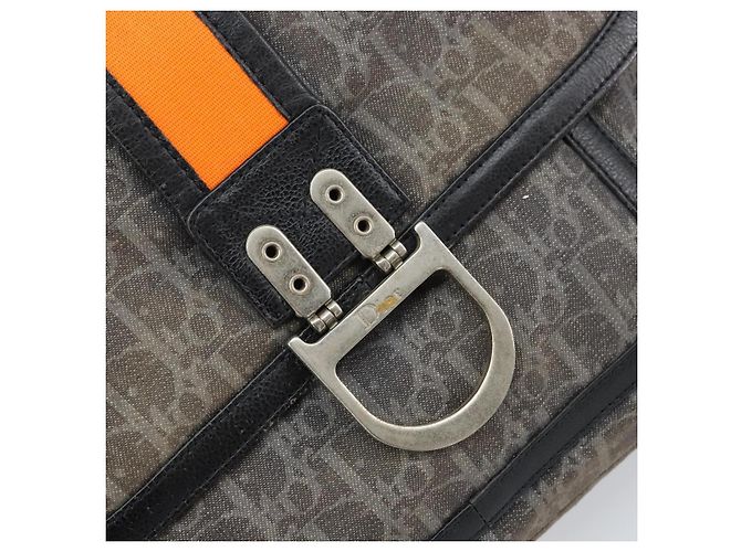 Bolsa de Ombro em Lona Trotter Christian Dior Azul Marinho Prata Auth gh1474 - vista 17