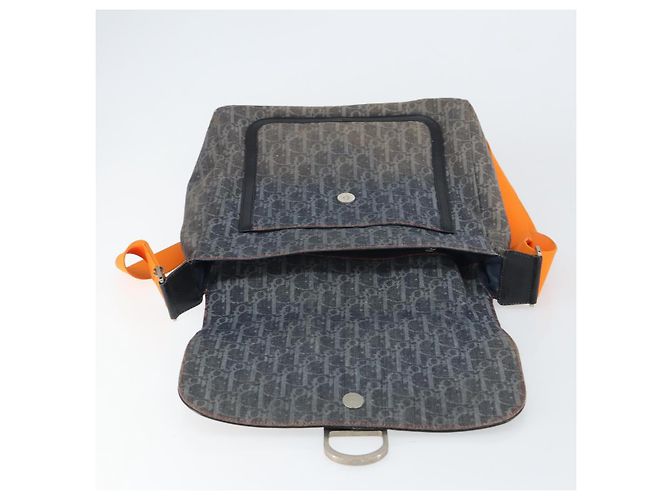 Bolsa de Ombro em Lona Trotter Christian Dior Azul Marinho Prata Auth gh1474 - vista 18