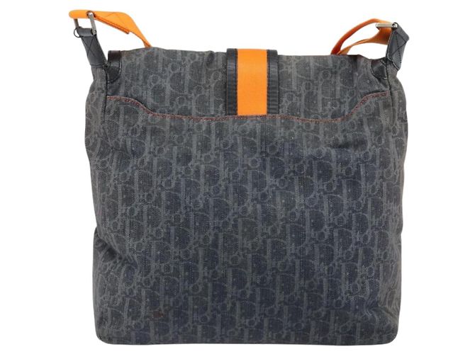 Bolsa de Ombro em Lona Trotter Christian Dior Azul Marinho Prata Auth gh1474 - vista 2