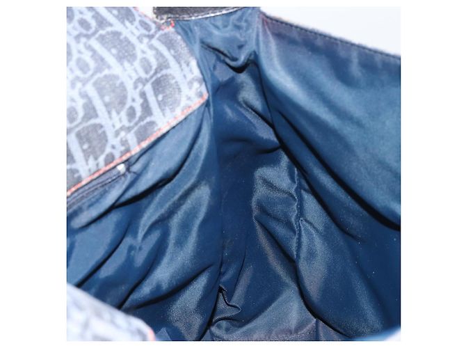 Bolsa de Ombro em Lona Trotter Christian Dior Azul Marinho Prata Auth gh1474 - vista 20