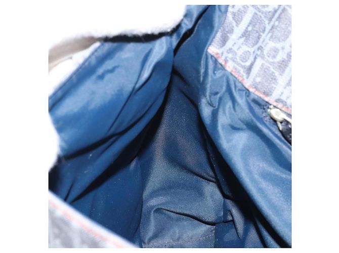 Bolsa de Ombro em Lona Trotter Christian Dior Azul Marinho Prata Auth gh1474 - vista 21