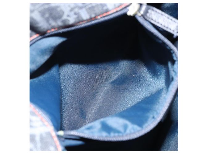 Bolsa de Ombro em Lona Trotter Christian Dior Azul Marinho Prata Auth gh1474 - vista 23