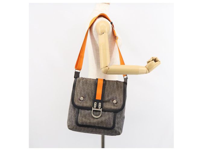 Bolsa de Ombro em Lona Trotter Christian Dior Azul Marinho Prata Auth gh1474 - vista 25