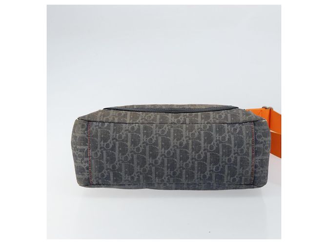 Bolsa de Ombro em Lona Trotter Christian Dior Azul Marinho Prata Auth gh1474 - vista 5