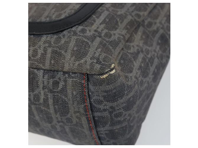 Bolsa de Ombro em Lona Trotter Christian Dior Azul Marinho Prata Auth gh1474 - vista 9