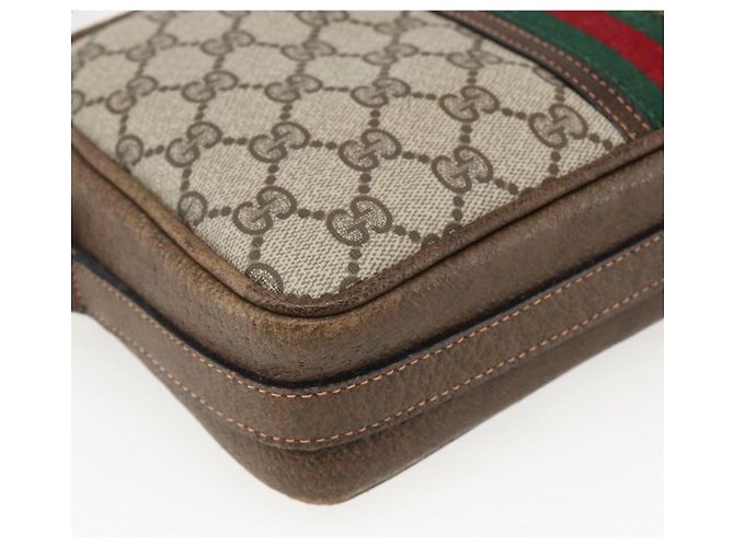 Borsa a Spalla Gucci GG Supreme Web Sherry Line PVC Beige Auth 161685 - vista 16
