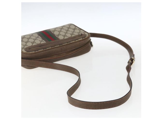 Borsa a Spalla Gucci GG Supreme Web Sherry Line PVC Beige Auth 161685 - vista 7