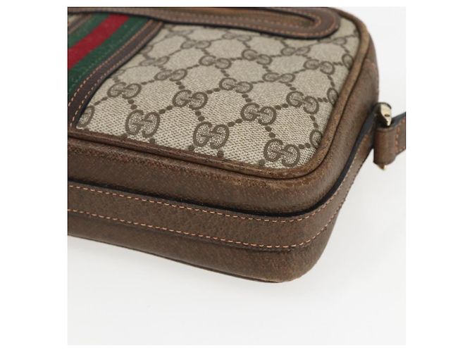 Borsa a Spalla Gucci GG Supreme Web Sherry Line PVC Beige Auth 161685 - vista 9